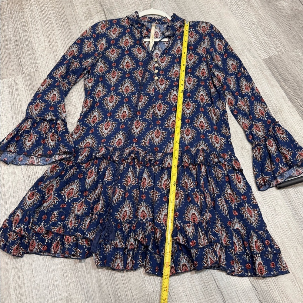 Anthropologie Uncle Frank Dress Ruffle Long Sleeve XS 100%rayon style 33350 USA - Picture 9 of 14